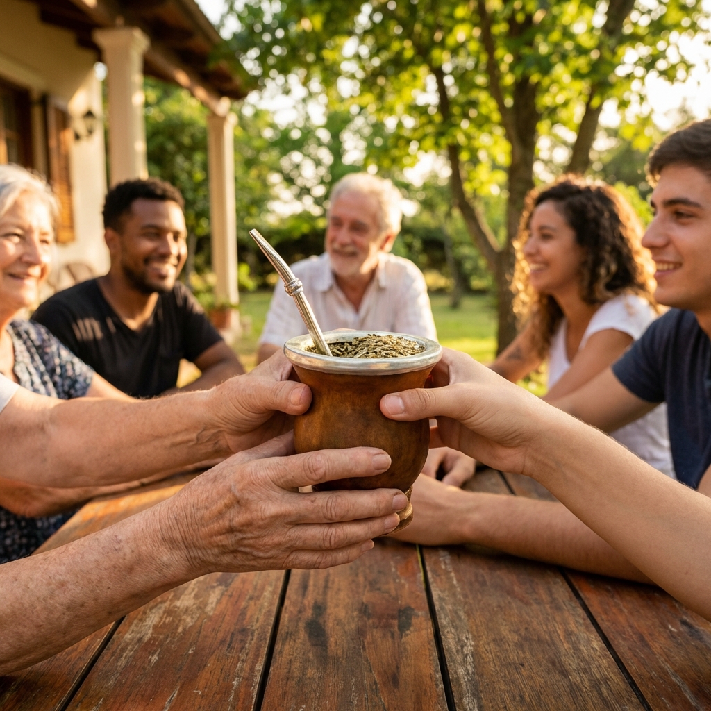 Traditional yerba mate ceremony